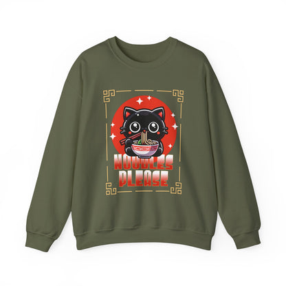 Noodles Please Cat Sweatshirt – Cozy Ramen Bowl Pullover for Cat Lovers & Foodies