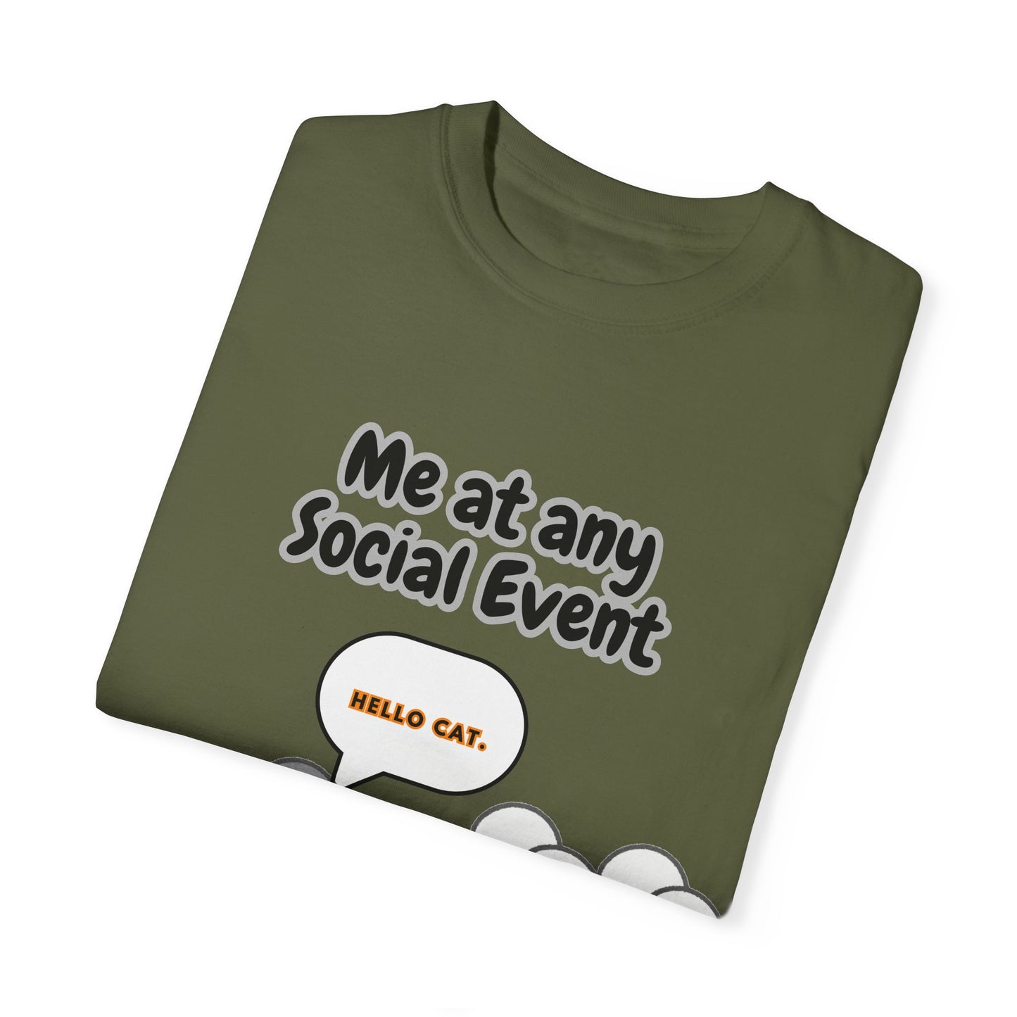 Funny Social Event T-Shirt | 'Me at Any Social Event' Cat Tee