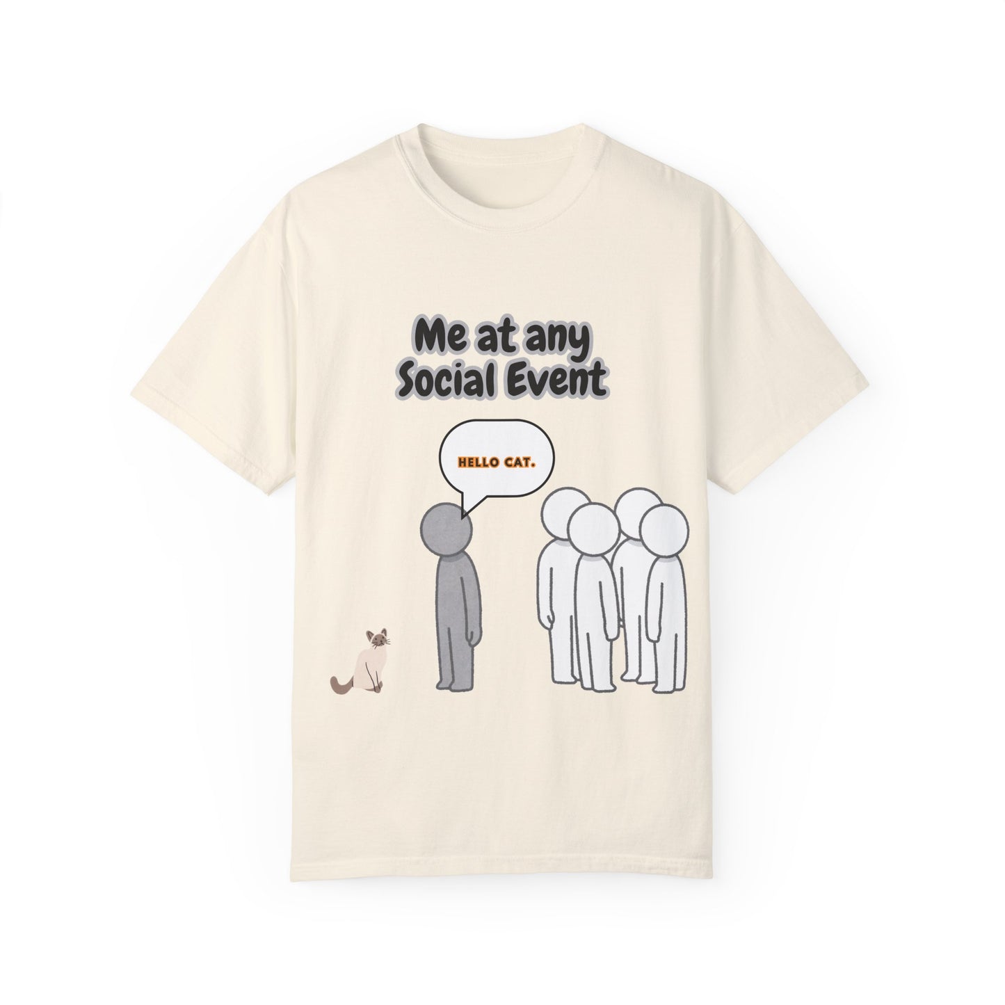 Funny Social Event T-Shirt | 'Me at Any Social Event' Cat Tee