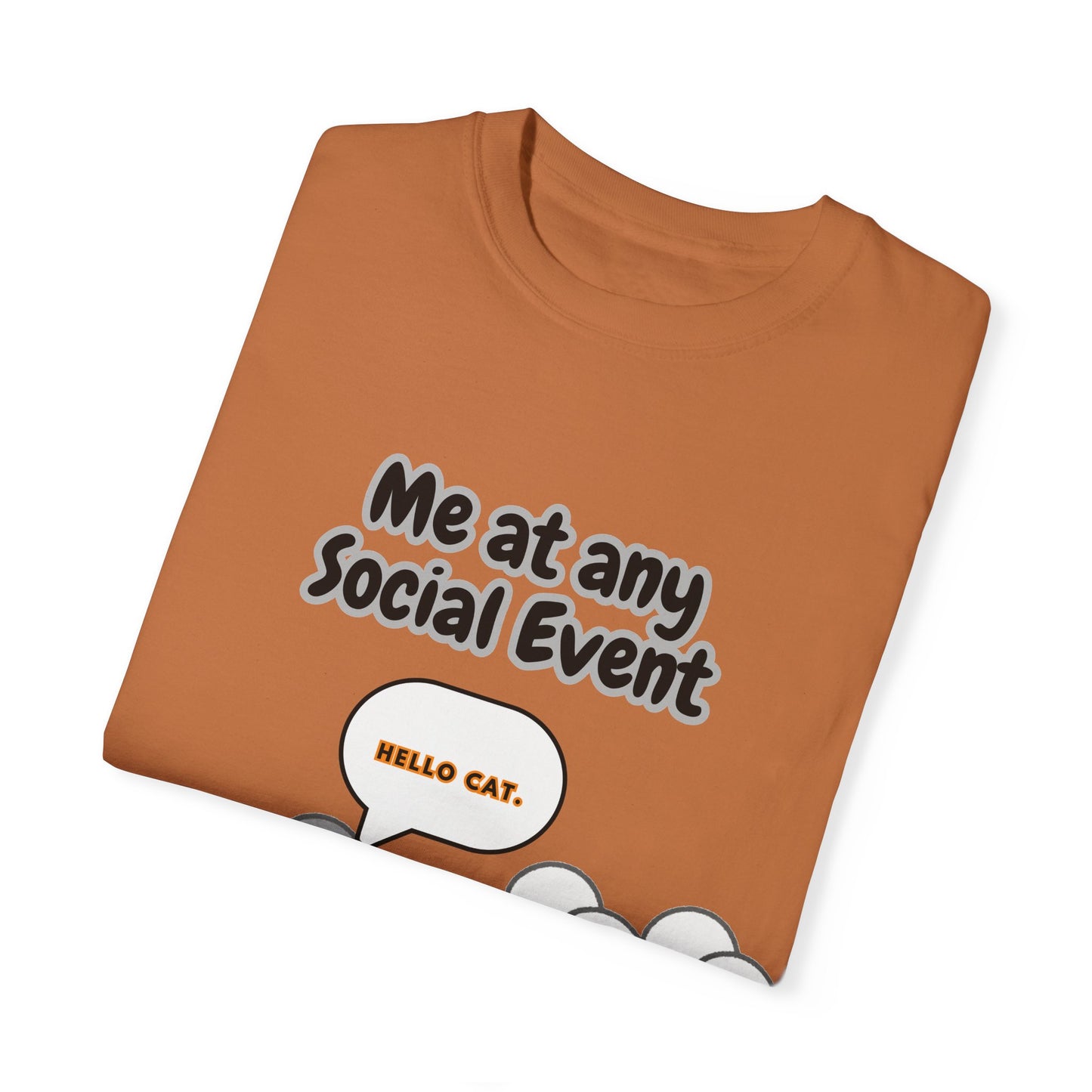 Funny Social Event T-Shirt | 'Me at Any Social Event' Cat Tee