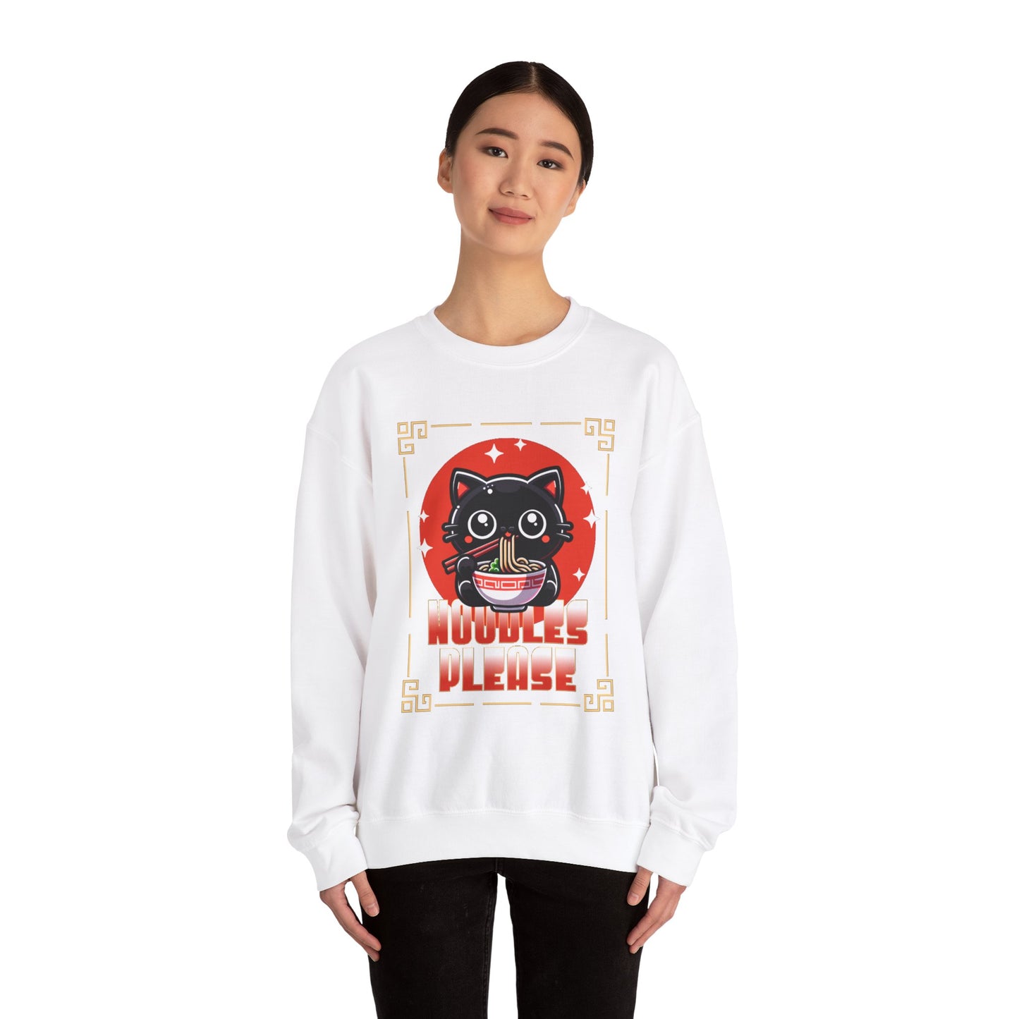 Noodles Please Cat Sweatshirt – Cozy Ramen Bowl Pullover for Cat Lovers & Foodies