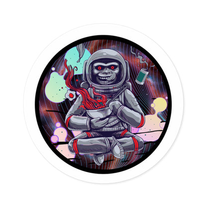 Cosmic Monkey Astronaut Round Stickers - Trippy Space Vibes for Laptops & Decor