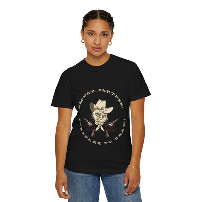 Howdy Partner! Cat Cowboy T-Shirt | Funny Western Graphic Tee