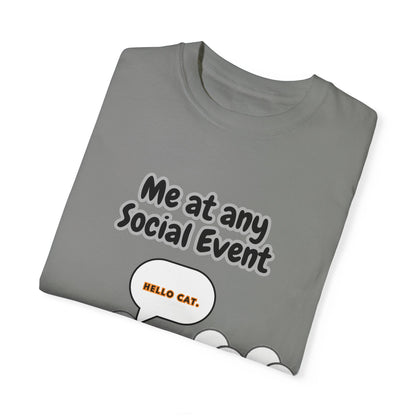 Funny Social Event T-Shirt | 'Me at Any Social Event' Cat Tee