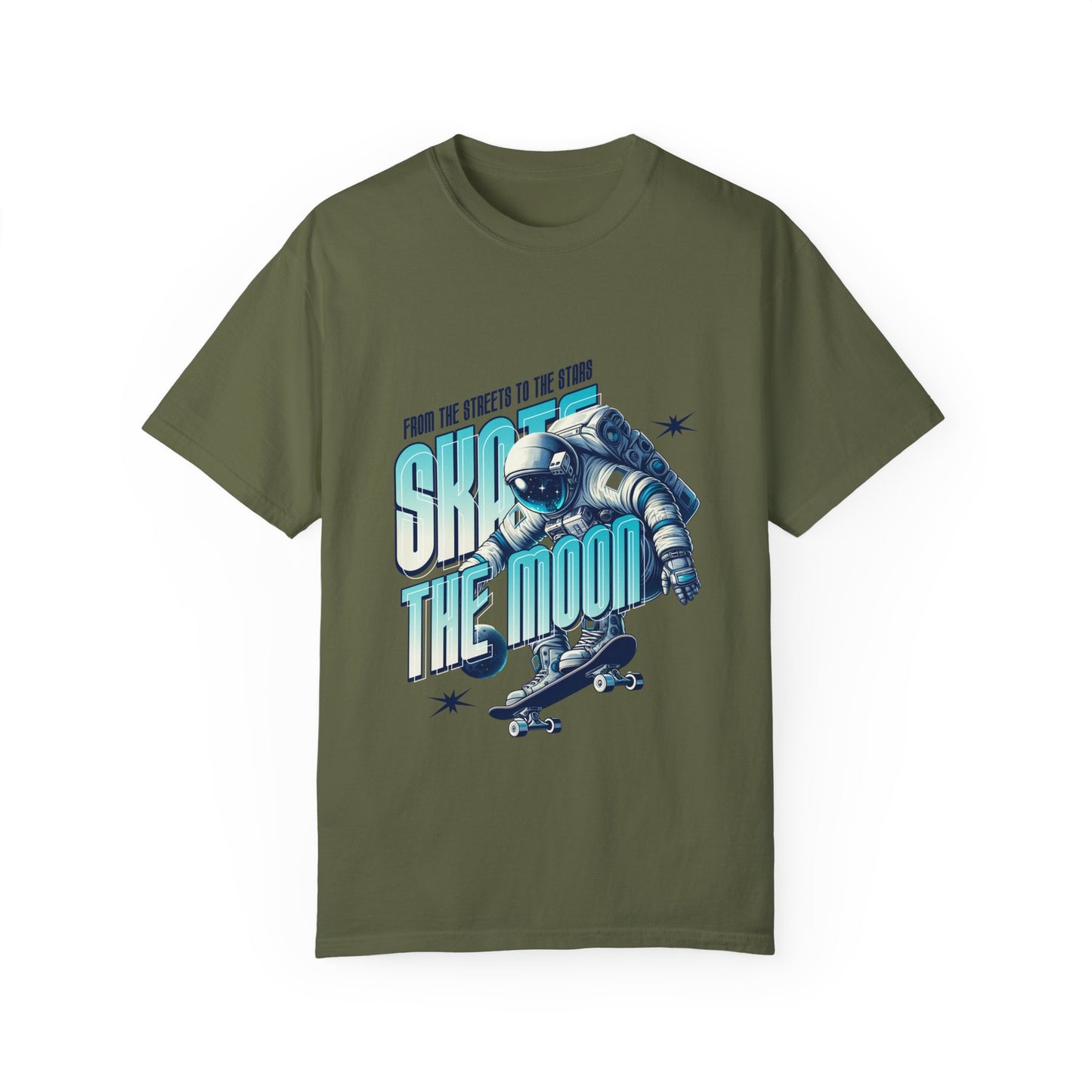 Skate the Moon T-Shirt – Astronaut Skateboarder Graphic Tee for Space & Skate Fans