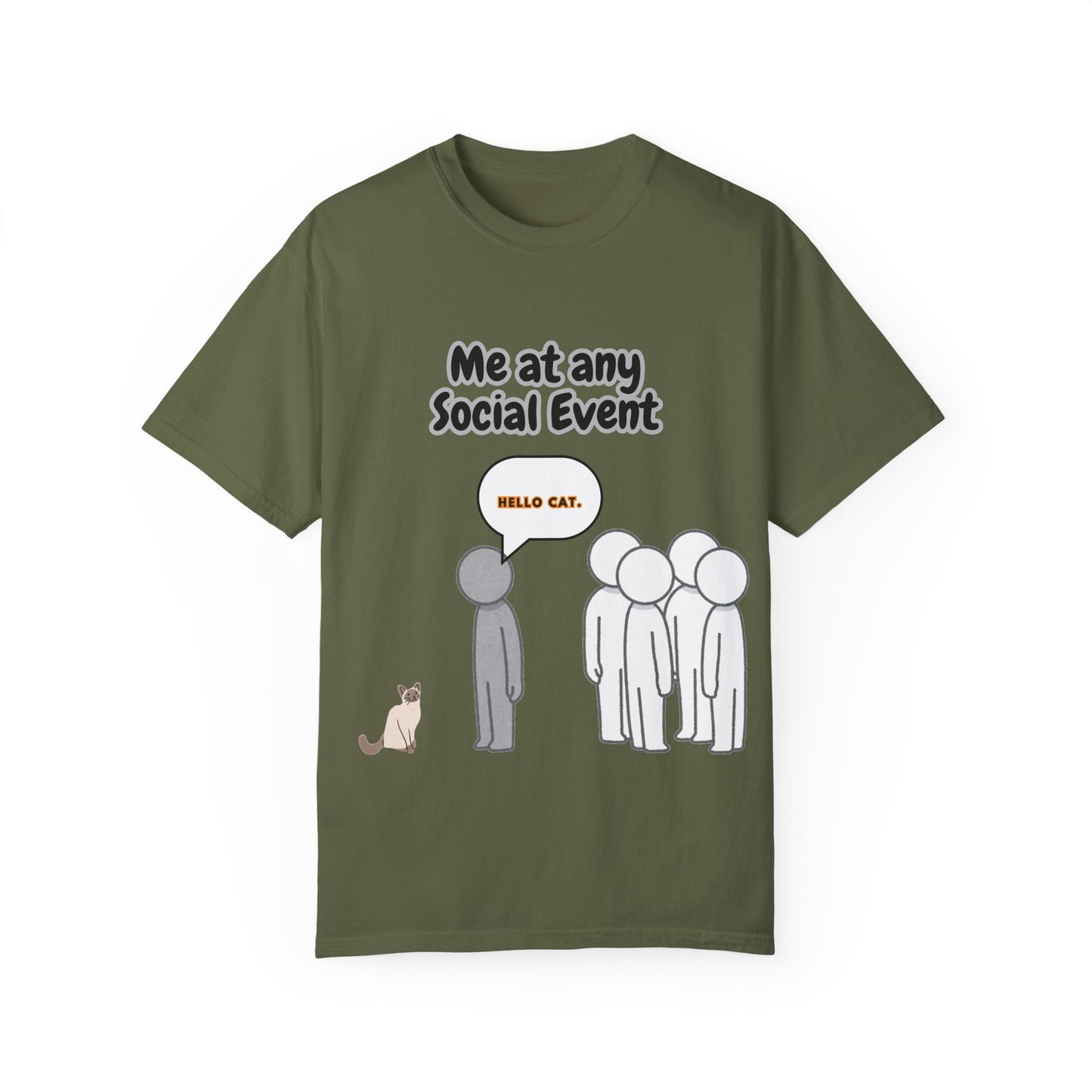 Funny Social Event T-Shirt | 'Me at Any Social Event' Cat Tee