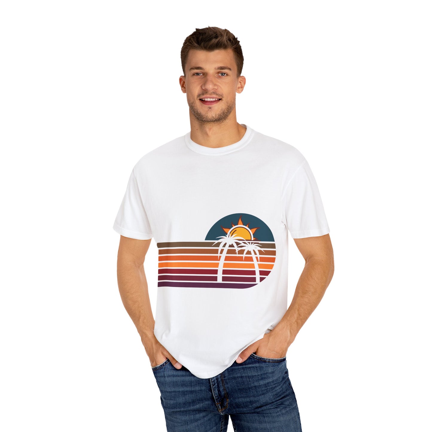 Retro Sunset Palm T-Shirt | Vintage Summer Vibes Tee