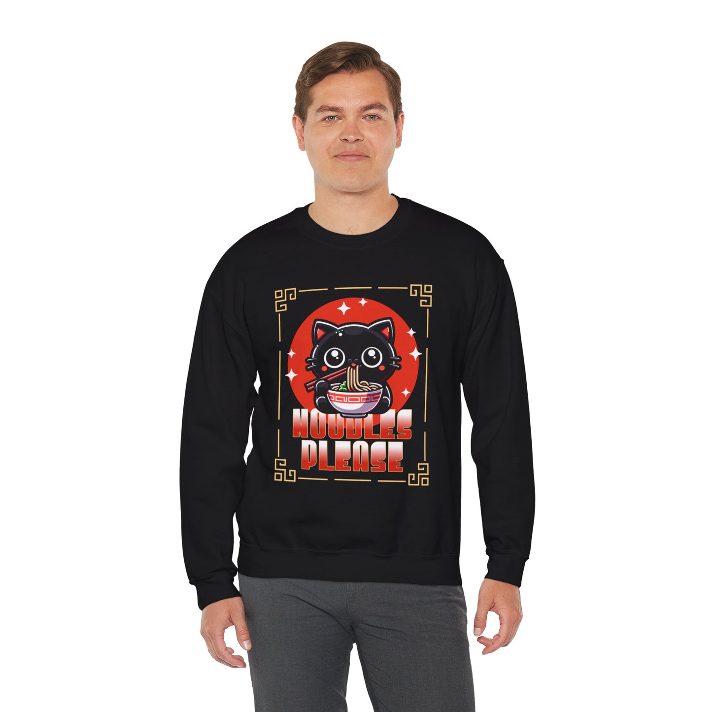 Noodles Please Cat Sweatshirt – Cozy Ramen Bowl Pullover for Cat Lovers & Foodies