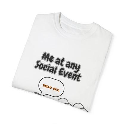 Funny Social Event T-Shirt | 'Me at Any Social Event' Cat Tee