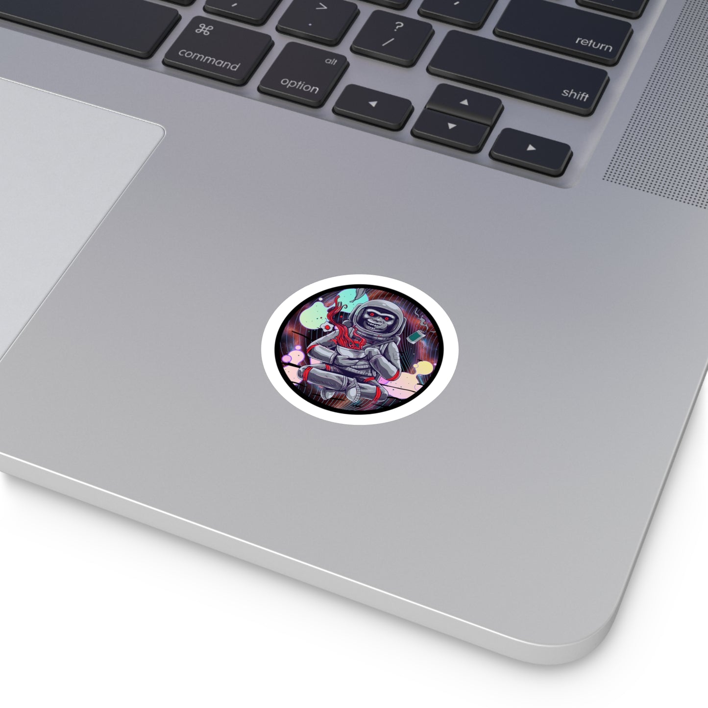 Cosmic Monkey Astronaut Round Stickers - Trippy Space Vibes for Laptops & Decor