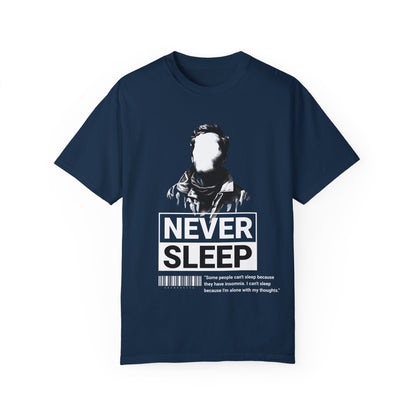 Never Sleep Insomnia T-Shirt – Funny Sleepless Night Graphic Tee for Night Owls & Insomniacs