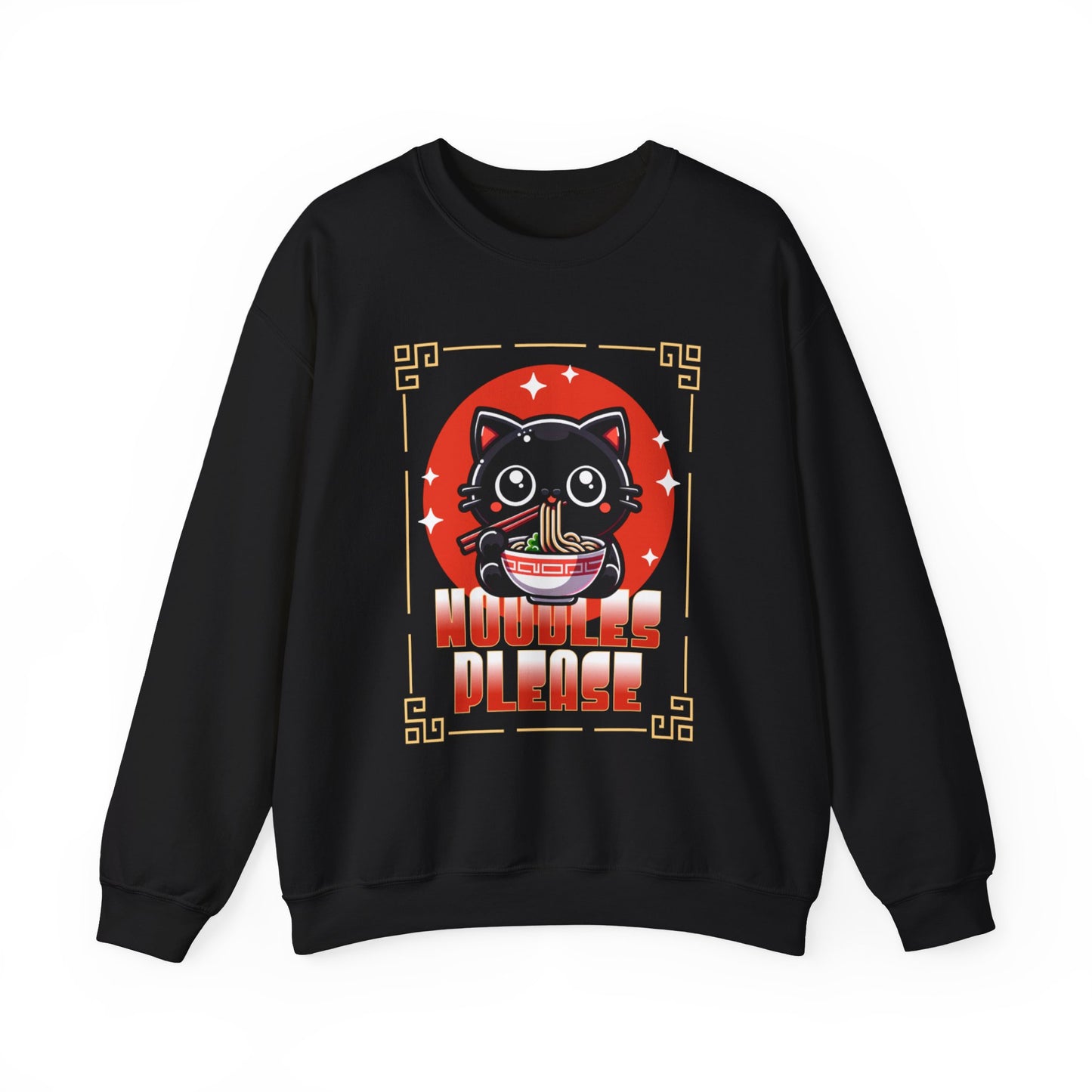 Noodles Please Cat Sweatshirt – Cozy Ramen Bowl Pullover for Cat Lovers & Foodies