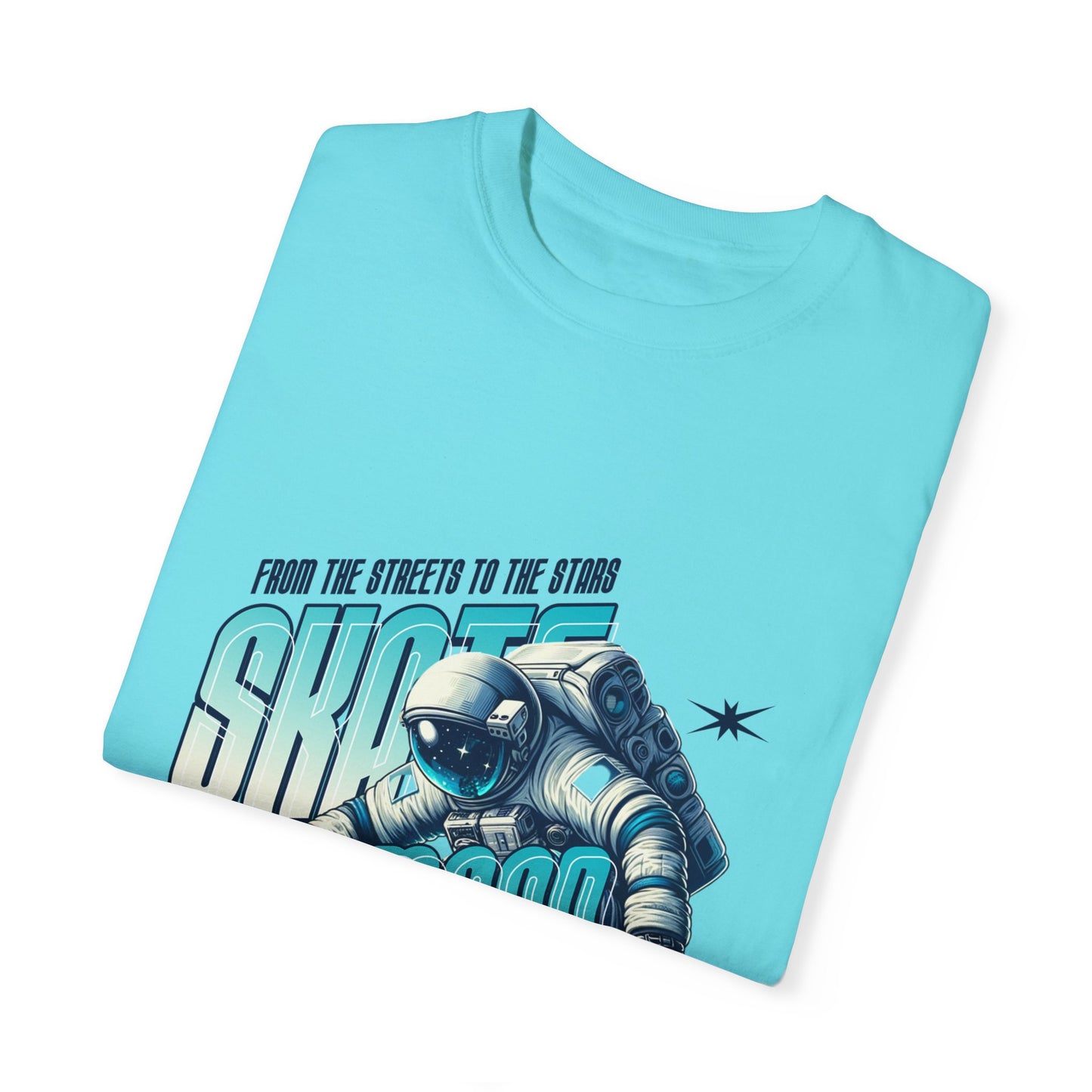 Skate the Moon T-Shirt – Astronaut Skateboarder Graphic Tee for Space & Skate Fans