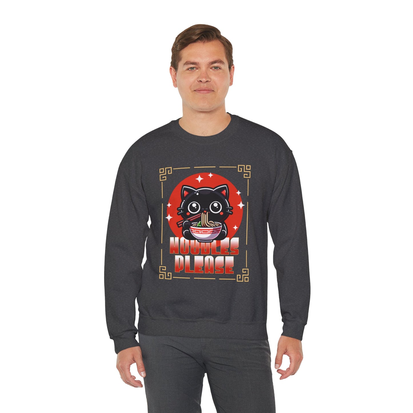 Noodles Please Cat Sweatshirt – Cozy Ramen Bowl Pullover for Cat Lovers & Foodies