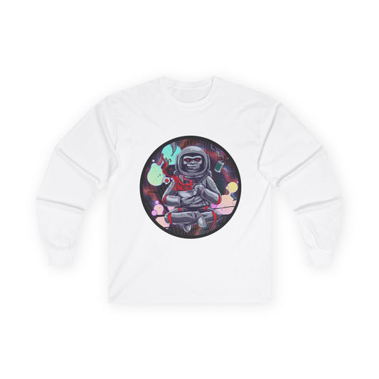 Trippy Cosmic Monkey Astronaut Long Sleeve Tee - Unisex Ultra Cotton Shirt for Space Lovers