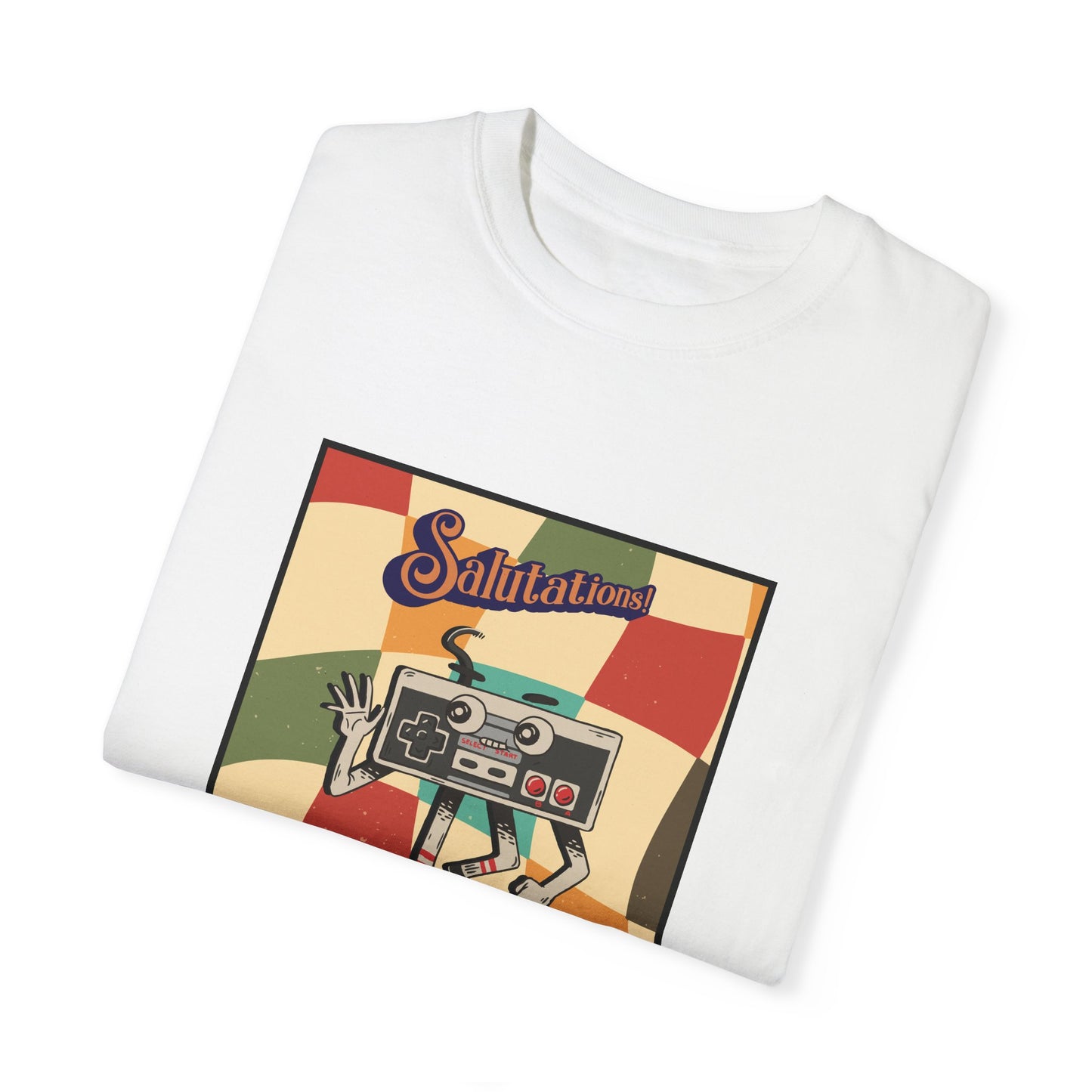 Retro Gamer T-Shirt – 'Salutations' Vintage Gaming Graphic Tee