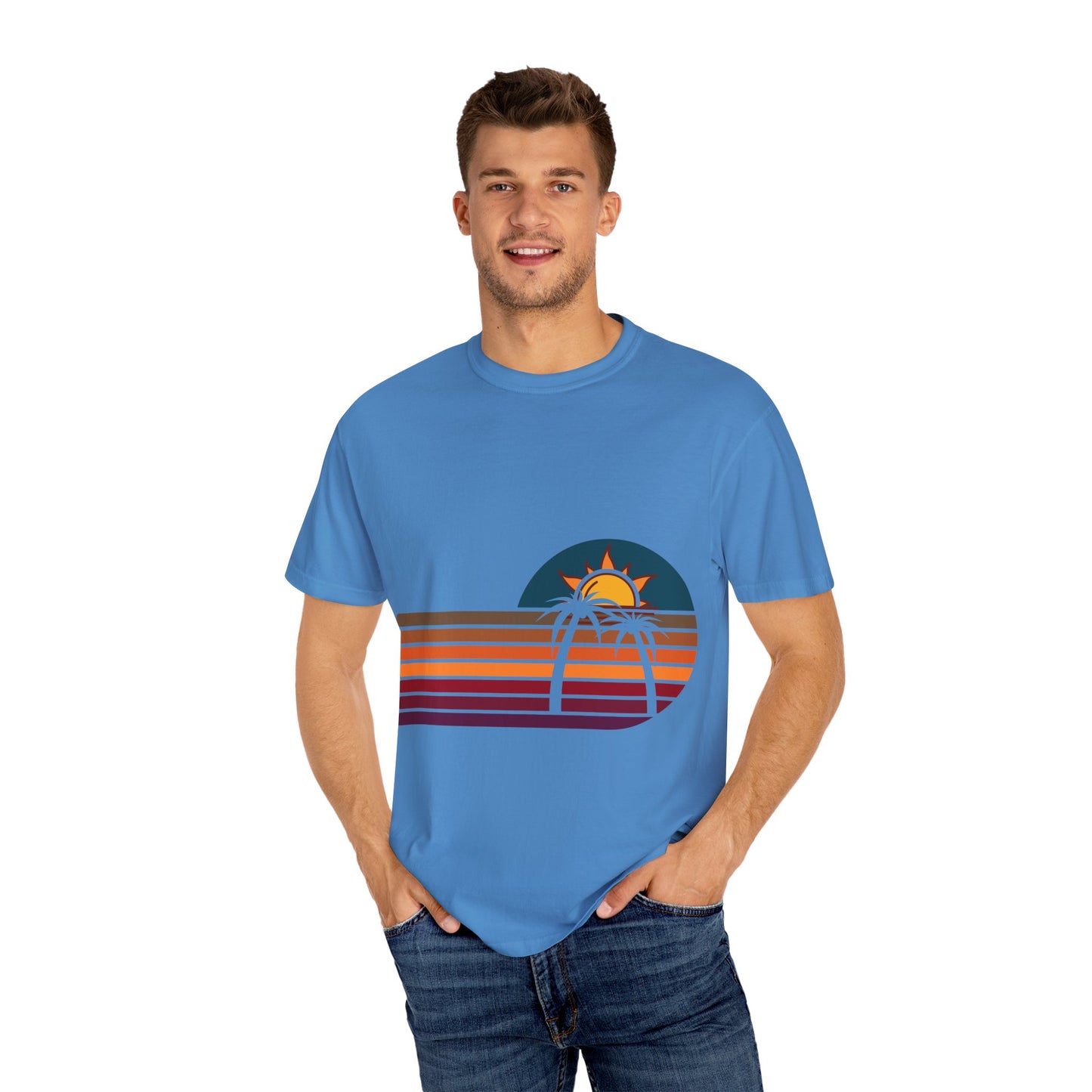 Retro Sunset Palm T-Shirt | Vintage Summer Vibes Tee