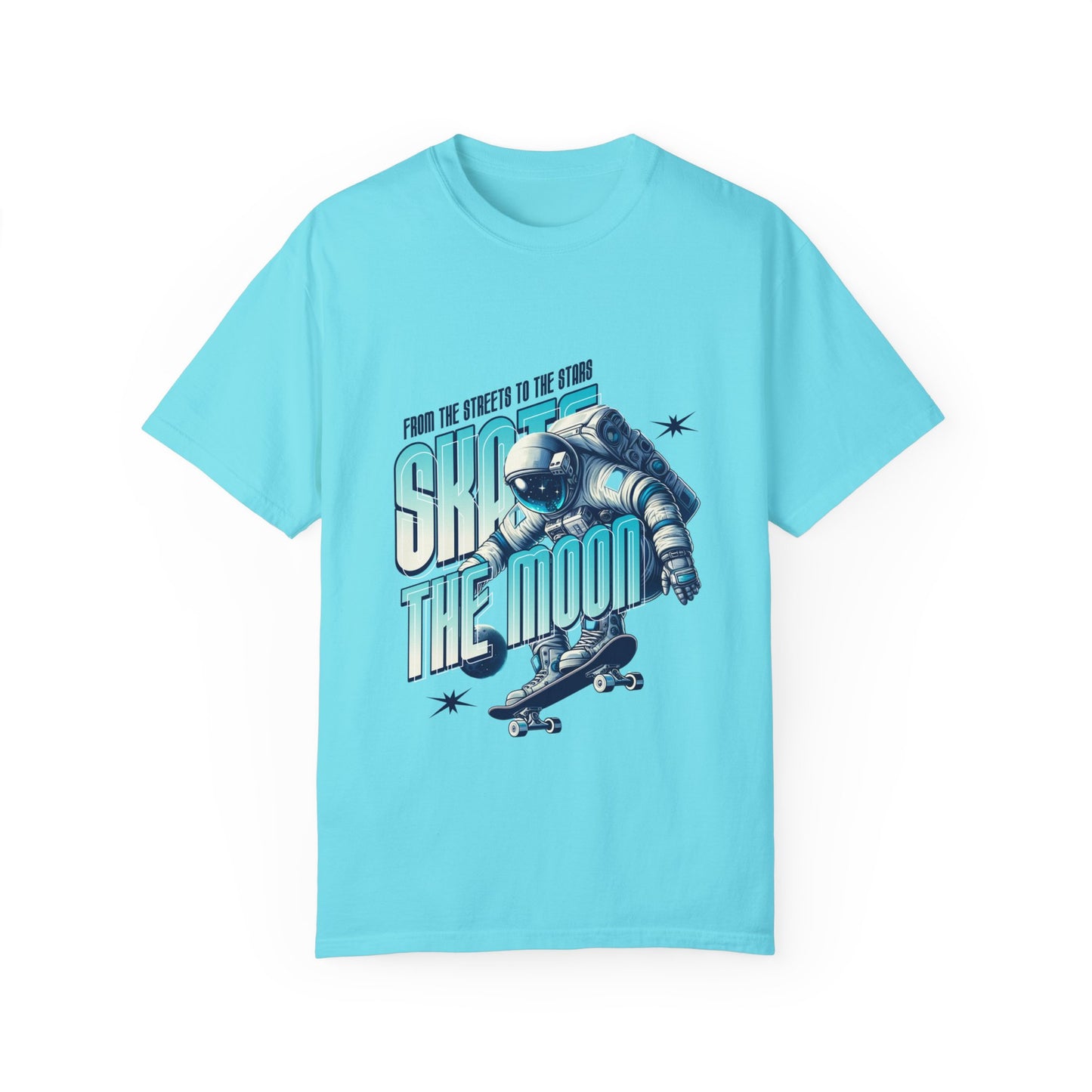 Skate the Moon T-Shirt – Astronaut Skateboarder Graphic Tee for Space & Skate Fans