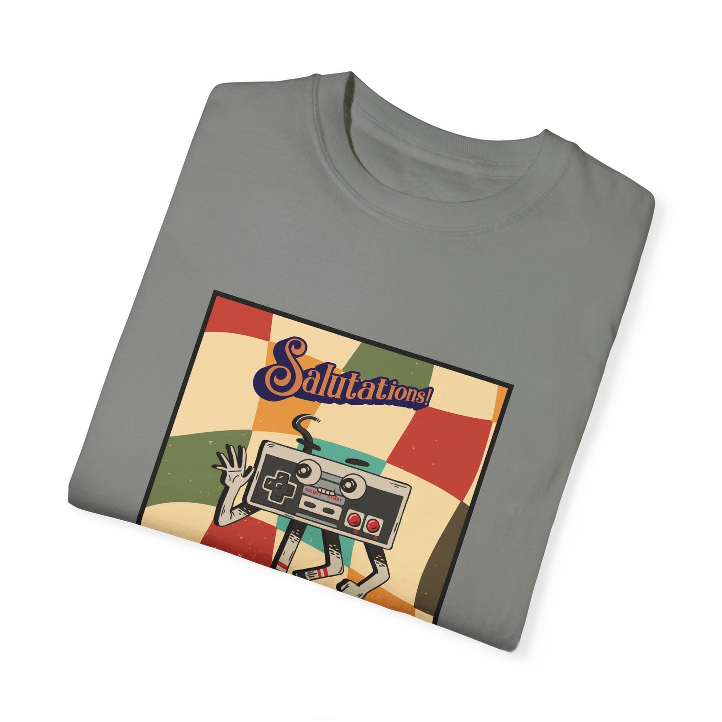 Retro Gamer T-Shirt – 'Salutations' Vintage Gaming Graphic Tee