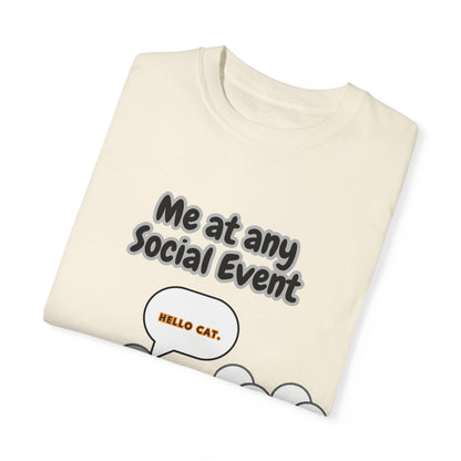 Funny Social Event T-Shirt | 'Me at Any Social Event' Cat Tee