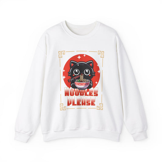 Noodles Please Cat Sweatshirt – Cozy Ramen Bowl Pullover for Cat Lovers & Foodies