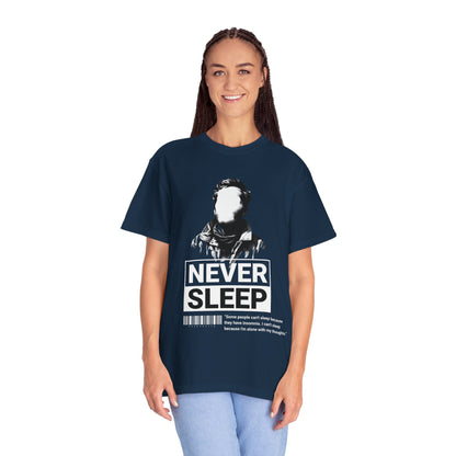 Never Sleep Insomnia T-Shirt – Funny Sleepless Night Graphic Tee for Night Owls & Insomniacs