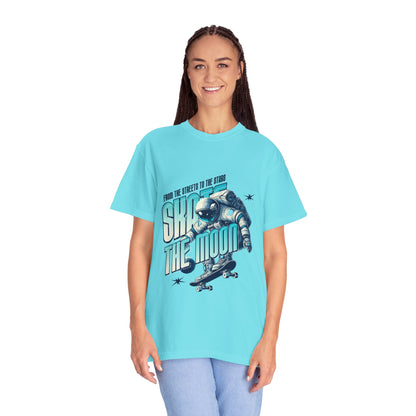 Skate the Moon T-Shirt – Astronaut Skateboarder Graphic Tee for Space & Skate Fans